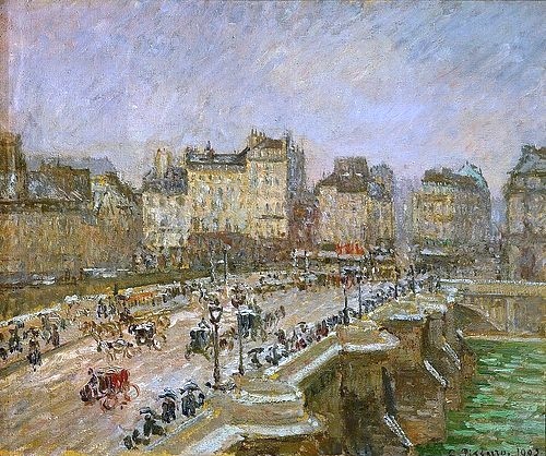 Camille Pissarro, Pont-Neuf in Paris. Zweite Serie. 1902. (Paris, Stadt, Hauptstadt, Straße, Brücke, belebt, Menschen, Alltagsszene, Frankreich, Impressionismus, Klassische Moderne, Wohnzimmer, Wunschgröße)