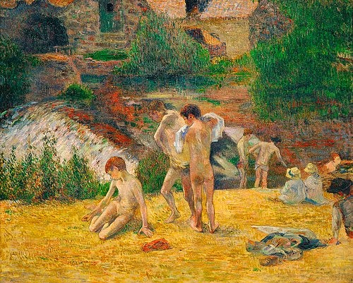 Paul Gauguin, Bad neben der Mühle (Junge Bretonen nehmen ein Bad). 1886. (Gauguin,Paul,1848-1903,Paul Gauguin)