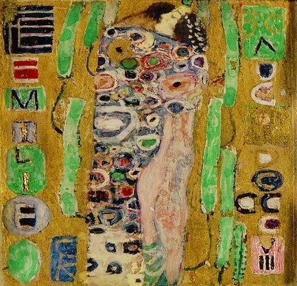 Gustav Klimt, Brosche zum 34. Geburtstag von Emilie Flöge. (Motiv von 'Der Kuss'). 1908 (Brosche. 14 Karat Gold und 54 Altschliff-Diamanten,1862-1918,Klimt,Gustav,Gustav Klimt)
