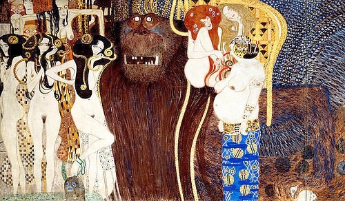 Gustav Klimt, Beethovenfries. Die feindlichen Gewalten. (D.127). (Klimt,Gustav,1862-1918,Wien,Österreichische Galerie Belvedere,gustav klimt,beethovenfries, Wiener Secession,jugendstil,wien,beethoven,fries,symbolismus)