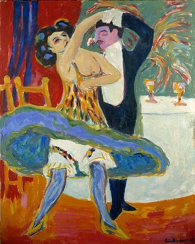 Ernst Ludwig Kirchner, Varieté. 1912/13 (Städel Museum,Frankfurt am Main,Kirchner,Ernst Ludwig,1880-1938,Öl auf Leinwand,Kirchner, Ernst Ludwig Kirchner,20. Jahrhundert,Expressionismus,Paar,tanzen,Tanz,Tänzer,Theater,Tanzpaar,schwungvoll,Schwung,Unterkleid,Varieté,Vergnügen,Auftritt,Aufführung,B)