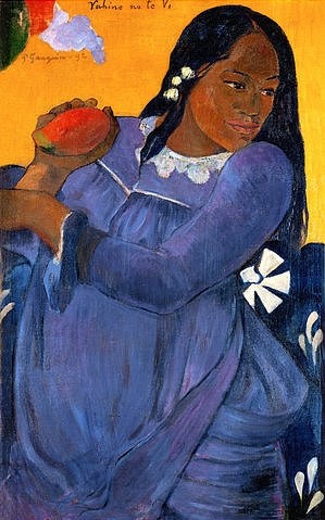 Paul Gauguin, VAHINE NO TE VI (Frau in blauem Kleid mit Mangofrucht). 1892 (Gauguin,Paul,1848-1903,Baltimore,Museum of Art,Paul Gauguin)