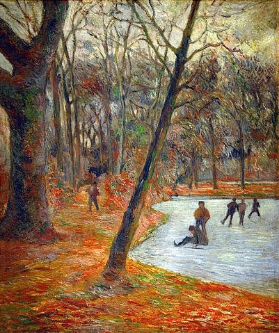 Paul Gauguin, Eisläufer im Park von Schloss Frederiksborg. 1884. (Lwd.,Gauguin,Paul,1848-1903,Paul Gauguin)