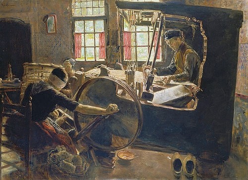 Max Liebermann, Der Weber. (Städel Museum,Frankfurt am Main,Liebermann,Max,1847-1935,Lwd.,Städel Museum,Max Liebermann,Webstuhl,Arbeit,arbeiten,Handarbeit,Heimarbeit,Realismus)