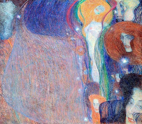 Gustav Klimt, Irrlichter. 1903 (Jugendstil, Wiener Secession, Irrlichter, Lichter, Frauen, Portraits, fantastisch, irreal, Leuchterscheinung, Wohnzimmer, Treppenhaus, Wunschgröße, Malerei, bunt)