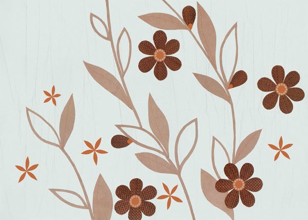 Design Show, A BRONZE SUMMERS DAY II (Retro, Vintage, Grafik, Blumen, Blüten, Tapetenmuster, dekorativ, Sechziger Jahre, Wunschgröße, Wohnzimmer, Treppenhaus, bunt)
