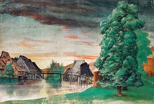 Albrecht Dürer, Die Weidenmühle. Um 1506 (Wasser- und Deckfarben auf Papier,Paris,Bibliothèque Nationale,1471-1528,Dürer,Albrecht,Albrecht Dürer)