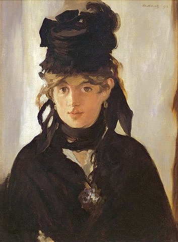 Édouard Manet, Berthe Morisot (1841-1895) mit einem Veilchen-Strauss. 1872. (Portrait, junge Frau, Hut, Kopfbedeckung, Blumen, Persönlichkeiten, Impressionismus, Wohnzimmer, Klassiker, Wunschgröße,)