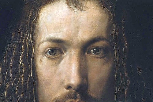Albrecht Dürer, Selbstbildnis im Pelzrock. Detail: Augen. (München,Alte Pinakothek,Dürer,Albrecht,1471-1528,Albrecht Dürer Reniassance Augen Gesicht Blickkontakt, Bayerische Staatsgemäldesammlungen)