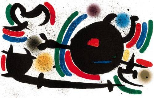 Miro Joan Volume 1 Blatt 10 (Lithog.Buchauflage) (Surrealismus, Surreal, figurativ,  Muster, Ornamente,  Wohnzimmer, Treppenhaus, Büro, bunt, Klassische Moderne)