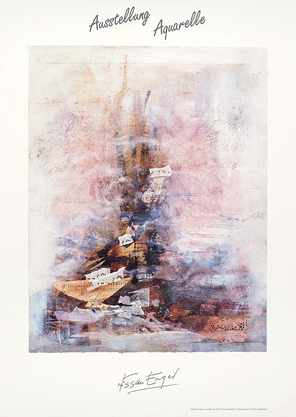 Nissan Engel, La Valse (Walzer, Abstrakte Kunst, Noten, Notenblätter, Schnipsel, diffus, Wohnzimmer, Musikzimmer, Arztpraxis, Aquarell, signiert, nummeriert, bunt)