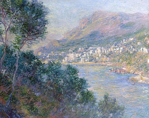 Claude Monet, Monte Carlo, Vue du Cap Martin. (Privatbesitz,Monet,Claude,1840-1926,claude monet,französischer impressionismus,französisch,landschaft,impressionistisch,Monte-Carlo,monaco,Côte d?Azur)