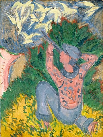 Ernst Ludwig Kirchner, Möwenjäger. (Kirchner,Ernst Ludwig,1880-1938,Städel Museum Frankfurt a.M.,Städel Museum Ernst Ludwig Kirchner Vögel Jäger Möwe Möven schießen Jagd)