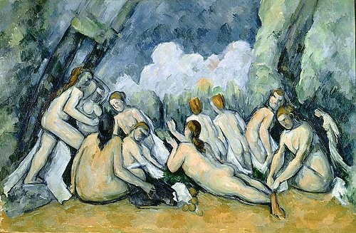 Paul Cézanne, Die großen Badenden (Les Grandes Baigneuses) (20. Jahrhundert,19. Jahrhundert,Öl auf Leinwand,1839-1906,Cézanne,Paul,London,National Gallery,Baden,Cézanne, Paul Cezanne,baden,Gruppe,Post-Impressionismus)