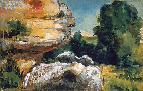 Paul Cézanne, Landschaft mit Felsen (Paysage de rocher). (Städel Museum,Frankfurt am Main,Cézanne,Paul,1839-1906,Graphische Sammlung,Bleistift,Aquarell,Gouache,Städel Museum)