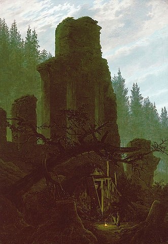 Caspar David Friedrich, Kirchenruine im Wald. Um 1831. (München,Neue Pinakothek,Friedrich,Caspar David,1774-1840,Lwd.,Ruinen,Friedrich, Caspar David 1774-1840, Bayerische Staatsgemäldesammlungen)