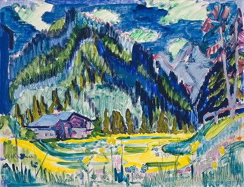 Ernst Ludwig Kirchner, Wildboden. 1924 (Aquarell über Bleistift,Graphische Sammlung,1880-1938,Kirchner,Ernst Ludwig,Städel Museum,Frankfurt am Main,Kirchner,Ernst Ludwig Kirchner,20. Jahrhundert,Expressionismus,Die Brücke,Städel,Städel Museum,Graphische Sammlung,Graphik,Grafik,Schweiz,Landschaf)