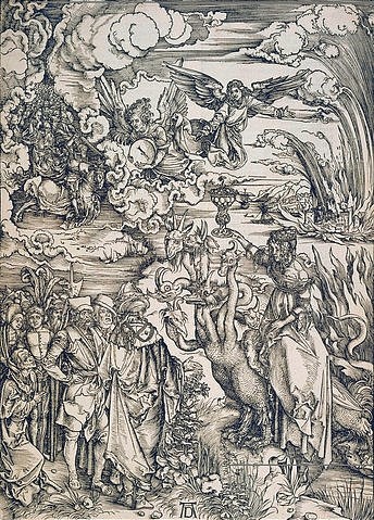 Albrecht Dürer, Das babylonische Weib, Apokalypse XIII. Figur. Um 1496/97 (Dürer,Albrecht,1471-1528,Holzschnitt,Graphische Sammlung,<br> Städel Museum Frankfurt am Main, Städel Museum)