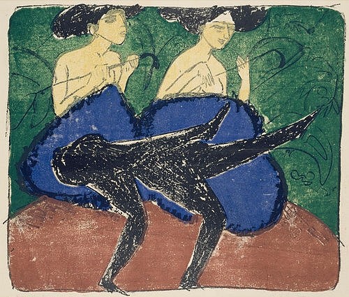 Ernst Ludwig Kirchner, Cake-Walk. 1911 (Kirchner,Ernst Ludwig,1880-1938,Farblithographie,Graphische Sammlung,<br> Städel Museum Frankfurt am Main,Kirchner,Ernst Ludwig Kirchner,20. Jahrhundert,Expressionismus,Die Brücke,Städel,Städel Museum,Graphische Sammlung,Graphik,Grafik,Tanz,tanzen,Tänzeri)