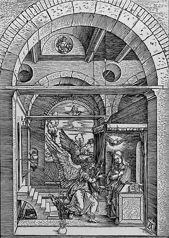 Albrecht Dürer, Mariä Verkündigung. Um 1503 (Dürer,Albrecht,1471-1528,Holzschnitt,Graphische Sammlung,<br> Städel Museum Frankfurt am Main,Städel Museum)