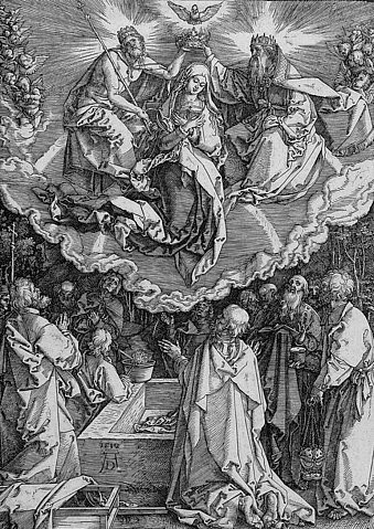 Albrecht Dürer, Mariä Himmelfahrt und Krönung. Um 1510 (Dürer,Albrecht,1471-1528,Holzschnitt,Graphische Sammlung,<br> Städel Museum Frankfurt am Main,Städel Museum)