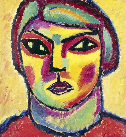 Alexej von Jawlensky, Reife. Um 1912 (20. Jahrhundert,Öl/Pappe,München,Städtische Galerie,1864-1941,Jawlensky,Alexej von,Jawlensky, Alexej von Jawlensky,20. Jahrhundert,Expressionismus,Blauer Reiter,Frau,Augen,Katzenaugen,frontal,Gesicht,Kopf,Farben)