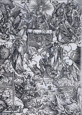 Albrecht Dürer, Die sieben Posaunenengel. Um 1496/97 (Dürer,Albrecht,1471-1528,Holzschnitt,Graphische Sammlung,<br> Städel Museum Frankfurt am Main,Städel Museum)