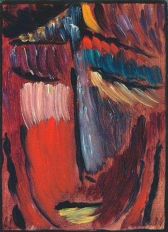 Alexej von Jawlensky, Kopf. 1934 (Jawlensky,Alexej von,1864-1941,20. Jahrhundert,Expressionismus,Düsseldorf,Kunstpalast,Öl auf Papier,Alexej von Jawlensky,Kopf,geschlossene Augen,gesicht,porträt,abstrakt,abstraktion,expressionismus,expressionistisch)