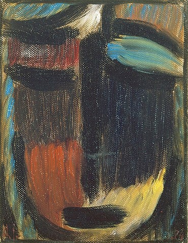 Alexej von Jawlensky, Kopf. 1934 (Jawlensky,Alexej von,1864-1941,20. Jahrhundert,Düsseldorf,Kunstpalast,Öl auf Malpappe,jawlensky,alexej von,meditation,kopf,gesicht,porträt,expressionismus,russisch,deutsch,schwarz,expressionistisch,abstrakt,abstraktion)