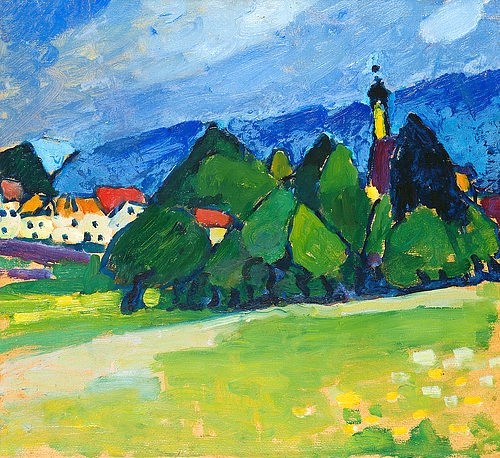 Alexej von Jawlensky, Murnau. Um 1910 (Jawlensky,Alexej von,1864-1941,Öl auf Pappe,Düsseldorf,Kunstpalast,Alexej von Jawlensky,Landschaft,bunt,Bayern,expressionismus,deutschland)