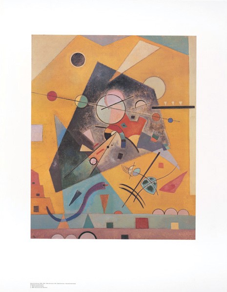 Wassily Kandinsky, Stille Harmonie (Klassische Moderne, Malerei, abstrakte Kunst, geometrische Formen, abstrakte Muster, Linien, Dreiecke, Bögen, Kreise, Striche, Wohnzimmer, Büro, Arztpraxis, bunt)