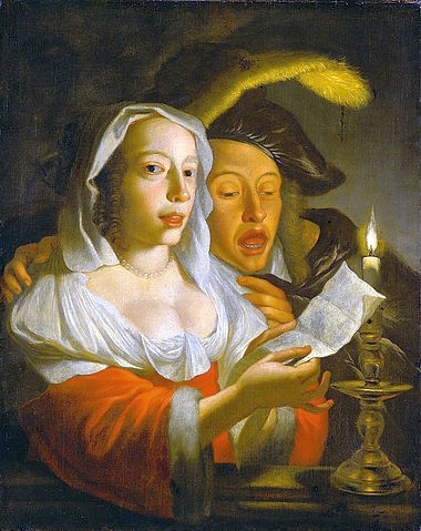 Jan Vermeer van Utrecht, Singendes Paar bei Kerzenlicht. (Öl auf Leinwand,Düsseldorf,Kunstpalast,Utrecht,Jan Vermeer van,1630-um 1696,Utrecht, Jan Vermeer van Utrecht,singen,musik,20Xerxes13)