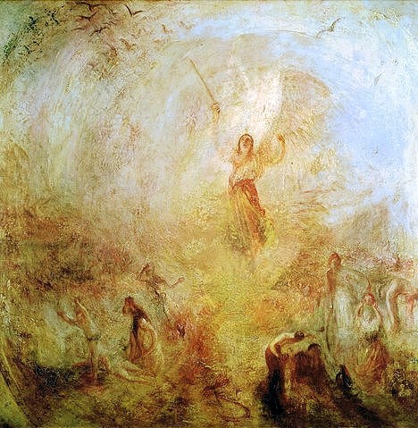 Joseph Mallord William Turner, Der Engel vor der Sonne. 1846 (Turner,Joseph Mallord William,1775-1851,London,Tate Gallery,Öl auf Leinwand,19. Jahrhundert,Engel,Turner, Joseph Mallord William Turner,Erzengel,Jüngste Tag,Jüngster Tag,flammend,Schwert,Adam und Eva,Engel,Inferno,Untergang,Licht,Erscheinung,Unheil,dynami)