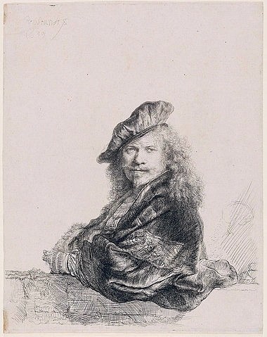 Rembrandt van Rijn, Selbstbildnis mit aufgelehntem Arm. 1639 (Rembrandt van Rijn,1606-1669,Städel Museum,Frankfurt am Main,Radierung,Graphische Sammlung,Rembrandt,Rembrandt van Rijn,selbstporträt,porträt,künstler,mann,maler,radierung)