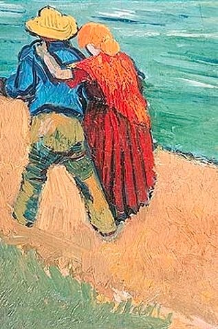 Vincent van Gogh, Ein Liebespaar. 1888 (Strand, Meer, Spaziergang, Paar, Menschen, Klassische Moderne, Impressionismus, Wohnzimmer, Treppenhaus, Wunschgröße, bunt)