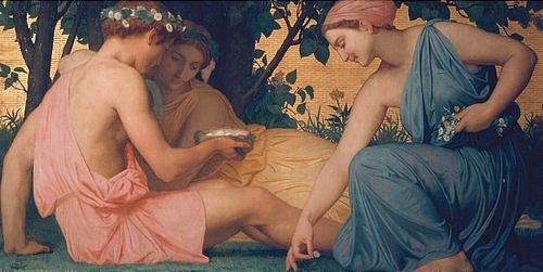 William Adolphe Bouguereau, Le Printemps. 1858. (Bouguereau,William Adolphe,Privatbesitz Harry Glass,1825-1905,Gärten,Frauen, Junge,Bouguereau, William Adolphe 1825-1905)