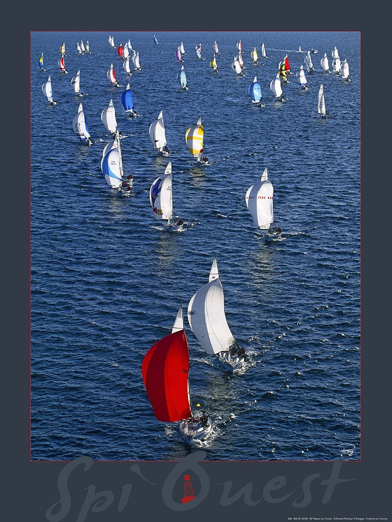 Philip Plisson, Spi Ouest France (Segelschiffe, Regatta, maritim, Segelsport, Meeresbrise, Meer, Treppenhaus, Badezimmer, Wohnzimmer, Photokunst, Fotokunst, bunt)