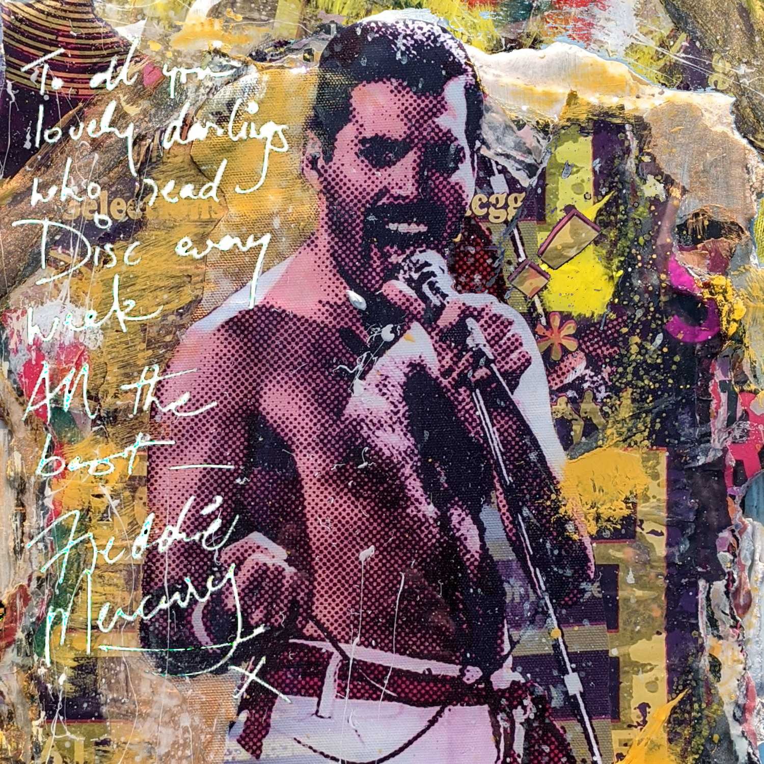 Peter Sander, Freddie Mercury (Musiker, Frontman, Queen, Rockgruppe, Persönlichkeiten, Popart, Künstler, Fotokunst, modern, illustrativ, Wunschgröße, Treppenhaus, Wohnzimmer,)