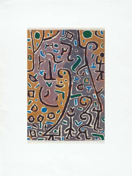 Klee Paul Fülle (1938) (Grano-Lithographie, Büttenpapier) (Malerei, Zeichen, Symbole, Primitivismus, Klassische Moderne, indigen, Schlafzimmer, Wohnzimmer, Arztpraxis, bunt)