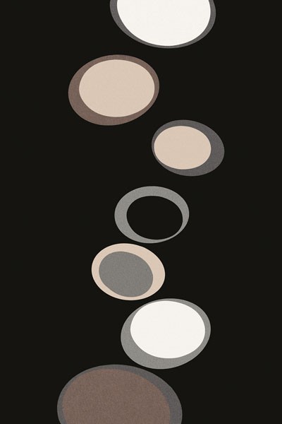 Design Show, IMAGINATION II (Retro, Vintage, Grafik, Ornamente, Tapetenmuster, geometrische Formen, Kreise, dekorativ, Sechziger Jahre, Wunschgröße, Wohnzimmer, Treppenhaus, schwarz/beige)