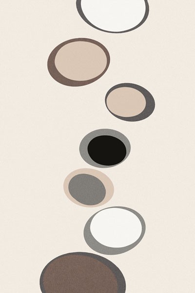 Design Show, IMAGINATION IV (Retro, Vintage, Grafik, Ornamente, Tapetenmuster, geometrische Formen, Kreise, dekorativ, Sechziger Jahre, Wunschgröße, Wohnzimmer, Treppenhaus, beige)