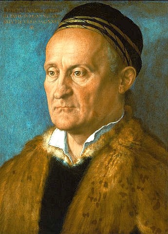Albrecht Dürer, Jakob Muffel. 1526 (Porträt, Mann, Jakob Muffel, Pelz, Pelzkragen, Kofbedeckung, Kappe, Klassiker, Malerei, Wohnzimmer, Renaissance, Wunschgröße, bunt)