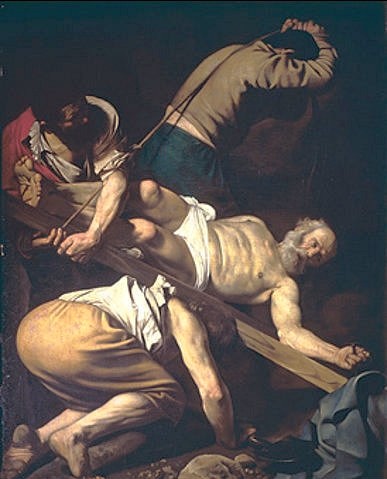 Michelangelo Merisi da Caravaggio, Kreuzigung Petri. 1601 (Hinrichtung, Apostelgeschichte, Kreuzigung, Petrus, Apostel,  Martyrium, Kreuzaufrichtung, Hell-Dunkel, Barock, Klassiker, Malerei, Wunschgröße, Wohnzimmer)