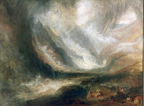 Joseph Mallord William Turner, Schneesturm, Lawine und Überschwemmung im Aosta-Tal. 1836/37 (Turner,Joseph Mallord William,1775-1851,Chicago,Art Institute,Öl auf Leinwand,Wind,Winter,Unglück,Turner, Joseph Mallord William 1775-1851)