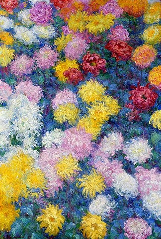 Claude Monet, Chrysanthemen. 1897 (Monet,Claude,1840-1926,Christie's Images Ltd,Öl auf Leinwand,Monet,Claude Monet,19. Jahrhundert,Impressionismus,Blumen,Chrysanthemen,Blumenbeet,Blühten,blühen)