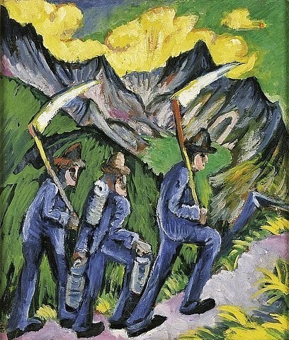 Ernst Ludwig Kirchner, Alpleben (Seitentafel eines Triptychons). 1918 (Kirchner,Ernst Ludwig,1880-1938,Christie's Images Ltd,Öl auf Leinwand,Fotograf:  ? Christie's Images Ltd - ARTOTHEK,)