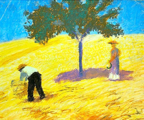 August Macke, Baum im Kornfeld. 1907 (Macke,August,1887-1914,Dortmund,Museum am Ostwall,Öl/Karton,August Macke)