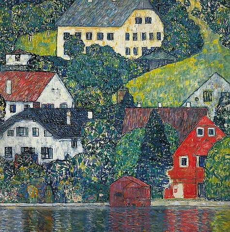 Gustav Klimt, Unterach am Attersee. Um 1916 (Klimt,Gustav,1862-1918,Christie's Images Ltd,Öl auf Leinwand,Klimt,Gustav Klimt,20. Jahrhundert,Häuser,See,wiener jugendstil)