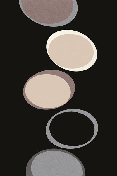 Design Show, IMAGINATION I (Retro, Vintage, Grafik, Ornamente, Tapetenmuster, geometrische Formen, Kreise, dekorativ, Sechziger Jahre, Wunschgröße, Wohnzimmer, Treppenhaus, schwarz/beige)