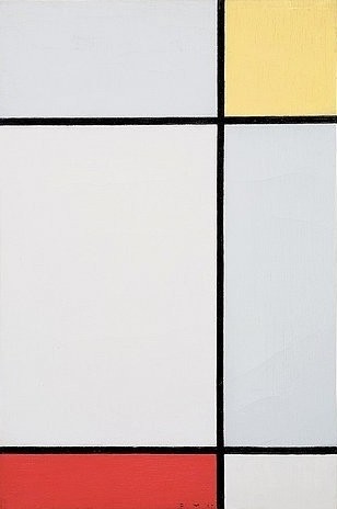 Piet Mondrian, Komposition mit Gelb und Rot. 1927 (Mondrian,Piet,1872-1944,Christie's Images Ltd,Öl auf Leinwand,20. Jahrhundert,Abstraktion,Piet Mondrian,1927,weiß,geometrisch,rot,Primärfarben,gelb,Konstruktivismus De Stijl)